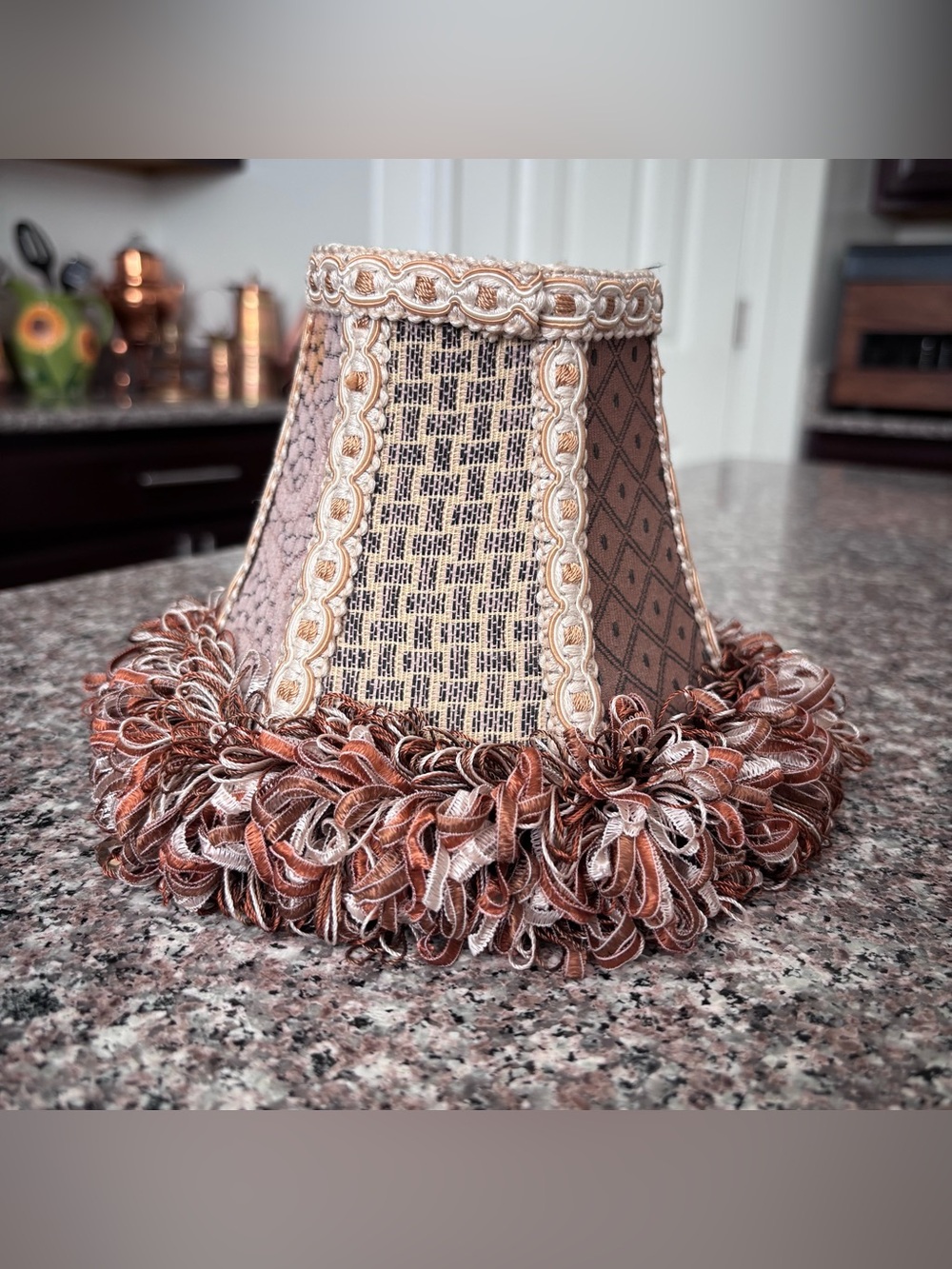 Fabric Lamp Shade W/ Beaded Fringe for Table Lamp